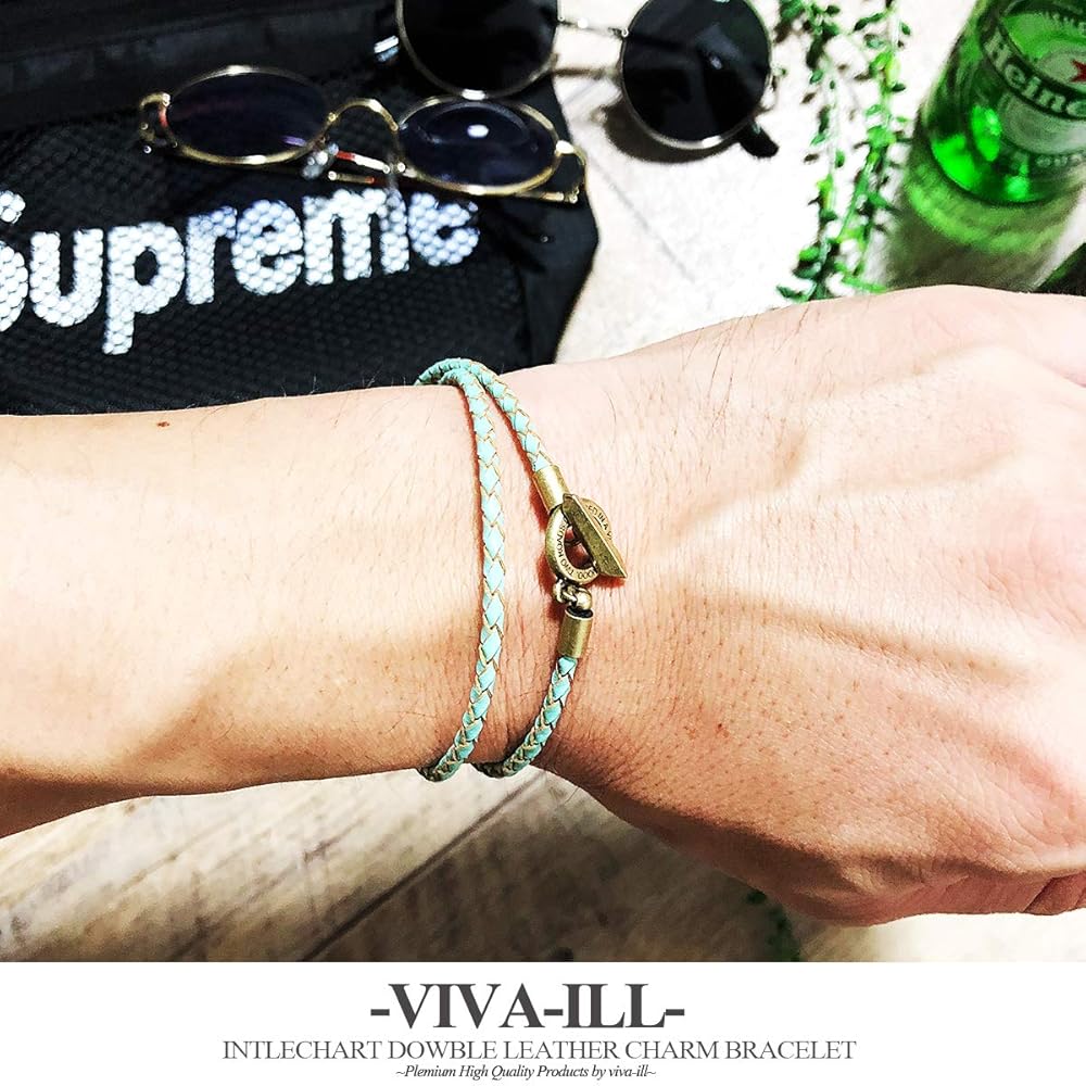 Amazon | VIVA-ILL 本革 編み込み レザー ブレスレット メンズ